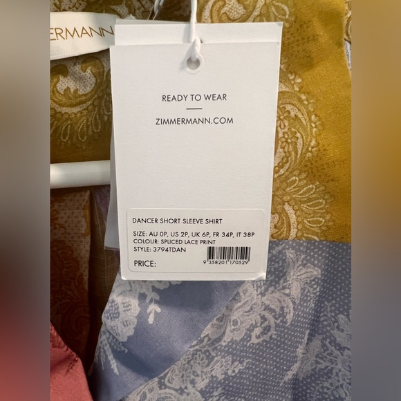 NWT Zimmermann Dancer Short Sleeve Shirt Size 2P - Picture 3 of 6